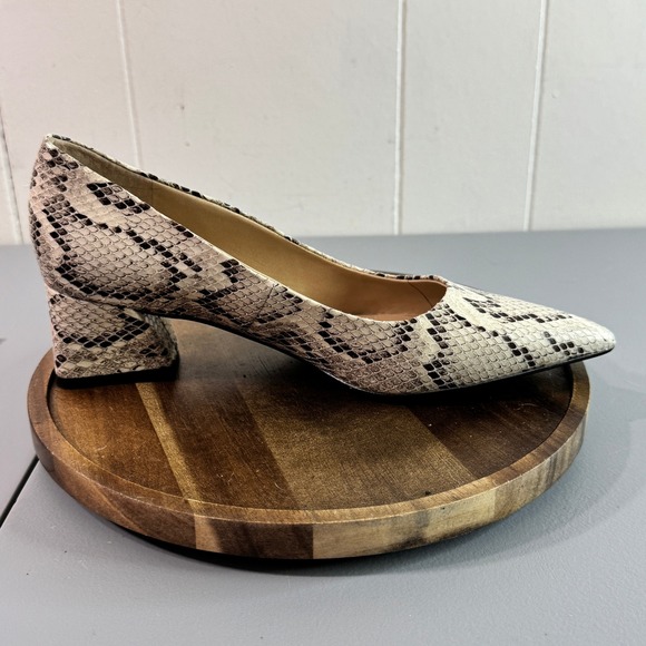 Franco Sarto Snake Print Block Heel Pointed Toe Pumps Women's Size 6.5M - Picture 8 of 12